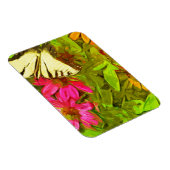 Gele Zwemstaartvlinder op bloemen Abstract Magneet (Rechterzijde)