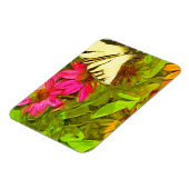 Gele Zwemstaartvlinder op bloemen Abstract Magneet (Linkerzijde)