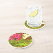 Gele Zwemstaartvlinder op bloemen Abstract Zandsteen Onderzetter (Zijkant)