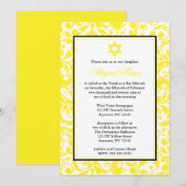 Gele Zwirl Damask Bat Mitzvah Invitaties Kaart (Voorkant / Achterkant)