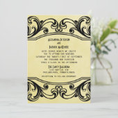 Gele Zwirls Weddenschap Invite Kaart (Staand voorkant)