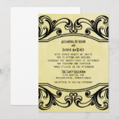 Gele Zwirls Weddenschap Invite Kaart (Voorkant / Achterkant)