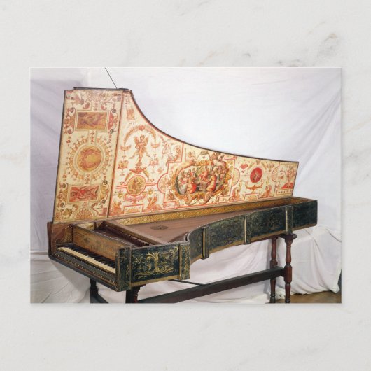 Gelede en geschilderde harpsichord briefkaart (Voorkant)