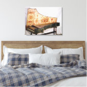 Gelede en geschilderde harpsichord canvas afdruk (Insitu (Slaapkamer))