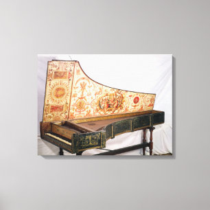 Gelede en geschilderde harpsichord canvas afdruk