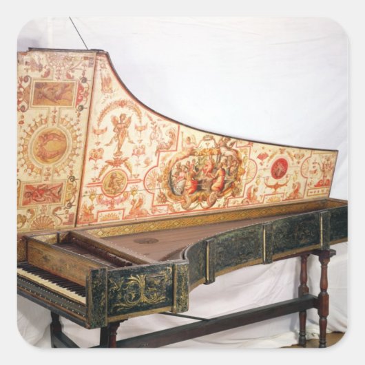 Gelede en geschilderde harpsichord vierkante sticker (Voorkant)