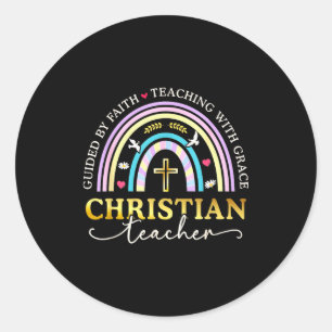 Geleid door geloof Jezus Bijbel Zondagsschool Chri Ronde Sticker