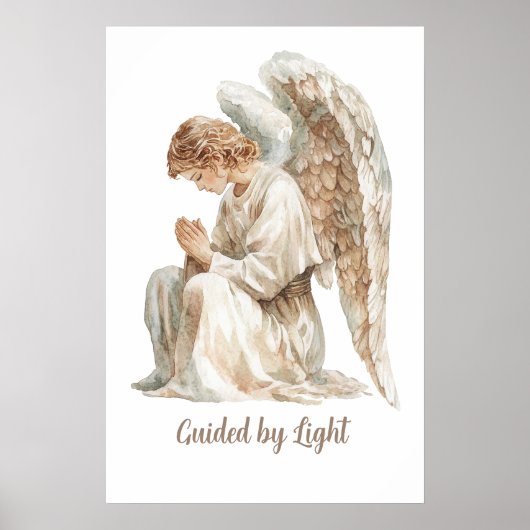 Geleid door licht citaat Waterverf Angel Poster (Voorkant)