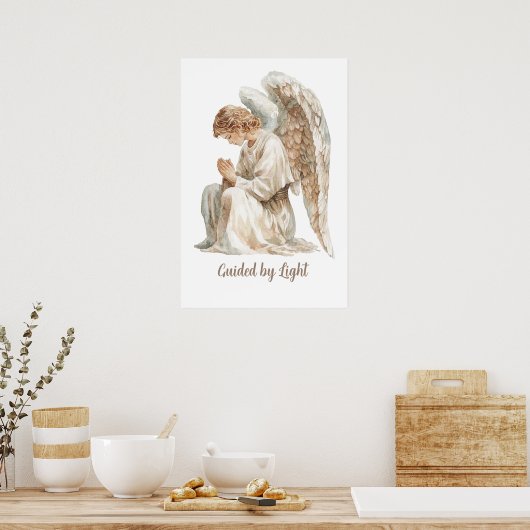 Geleid door licht citaat Waterverf Angel Poster (Keuken)