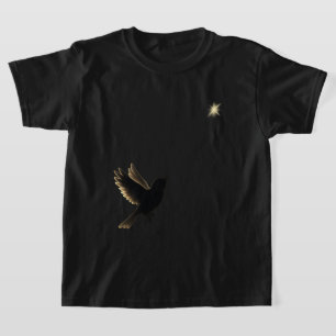Geleid door Licht – Silhouet Vogel en Ster T-shirt