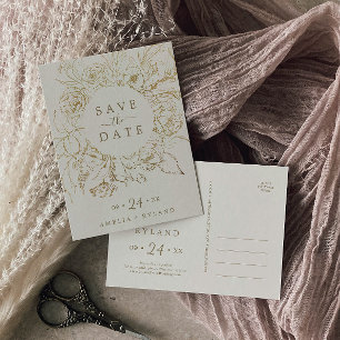 Geleid Floral Cream & Gold sparen het Briefkaart v