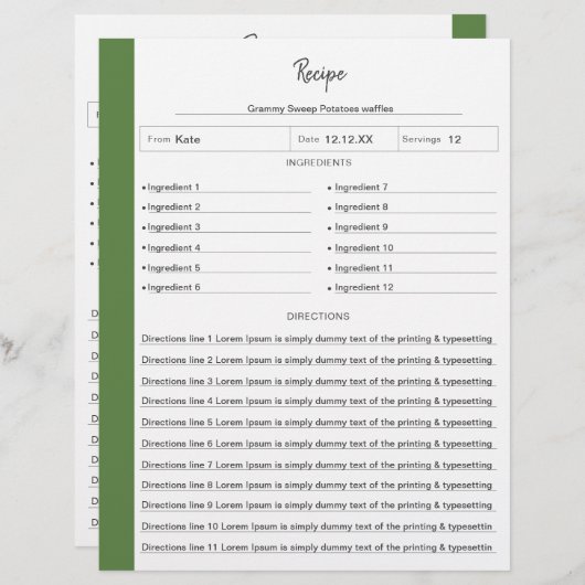 Geleid Ontvang pagina's Groen in letterformaat Fil (Voorkant / Achterkant)