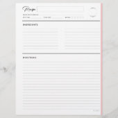 Geleid Recipe Pagina's Modern in Blush letter form (Voorkant)