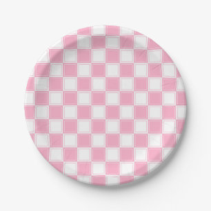 Geleid Roze en Wit Papieren Bordje
