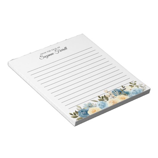 Geleid van het bureau van de Waterverf Blauwe Flor Notitieblok (Schuin)