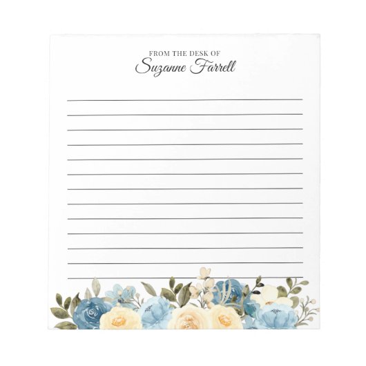 Geleid van het bureau van de Waterverf Blauwe Flor Notitieblok (Voorkant)