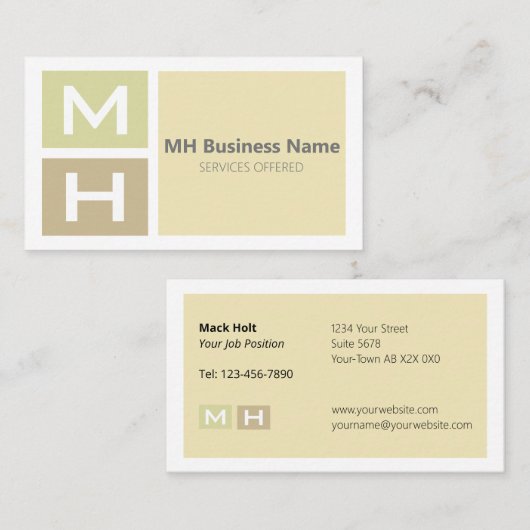 Geleide klokken van de Warm Tone Visitekaartje (Voorkant / Achterkant)