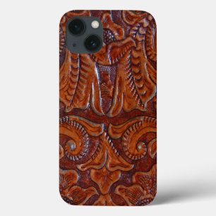 Geleide lederen afdrukking in Cognac Brown iPhone Case-Mate iPhone Case