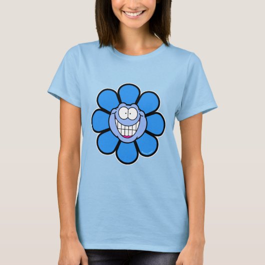 Gelend Blauw Bloem T-Shirt (Voorkant)