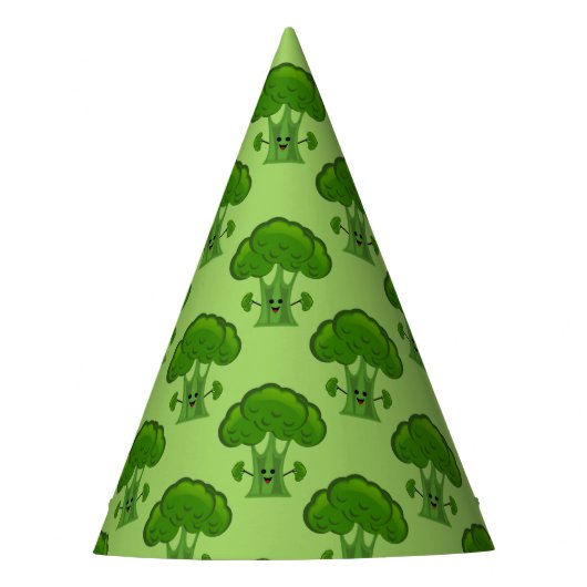 Gelende Groene Broccoli Feesthoedjes (Voorkant)