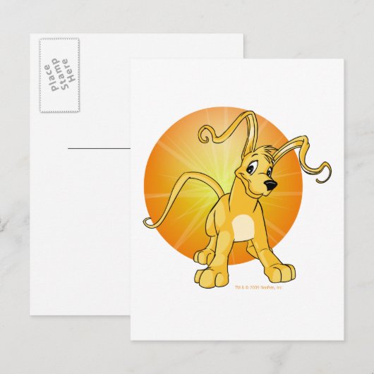 Gelert met geel afspeeltje briefkaart (Voorkant / Achterkant)