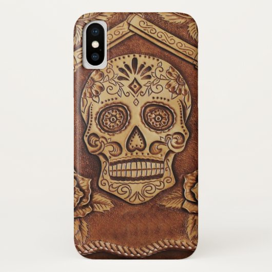 Geleste leder Soort schedel iPhone draagtas Case-Mate iPhone Case (Achterkant)