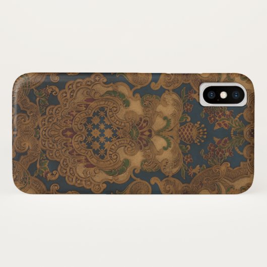 Geleste lederen bladgeleider Gold-schuifwerk Case-Mate iPhone Case (Achterkant (horizontaal))