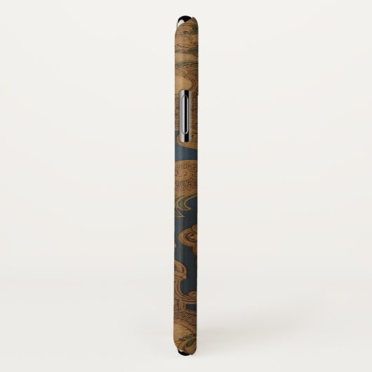 Geleste lederen bladgeleider Gold-schuifwerk Case-Mate iPhone Case (Achterkant / rechts)