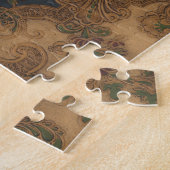 Geleste lederen bladgeleider Gold-schuifwerk Legpuzzel (Zijkant)