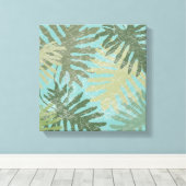 Geleste tropische bladeren canvas afdruk (Insitu (Houten vloer))