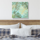 Geleste tropische bladeren canvas afdruk (Insitu (Slaapkamer))