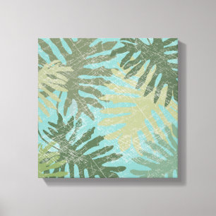 Geleste tropische bladeren canvas afdruk