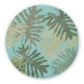 Geleste tropische bladeren keramische knop (Voorkant)