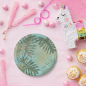 Geleste tropische bladeren papieren bordje (Feest)