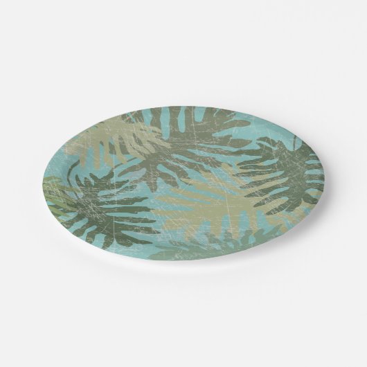 Geleste tropische bladeren papieren bordje (Gekanteld)