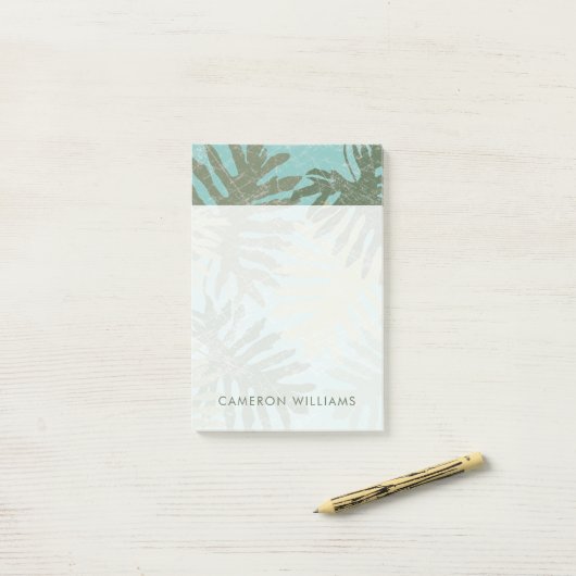 Geleste tropische bladeren post-it® notes (Op bureau)