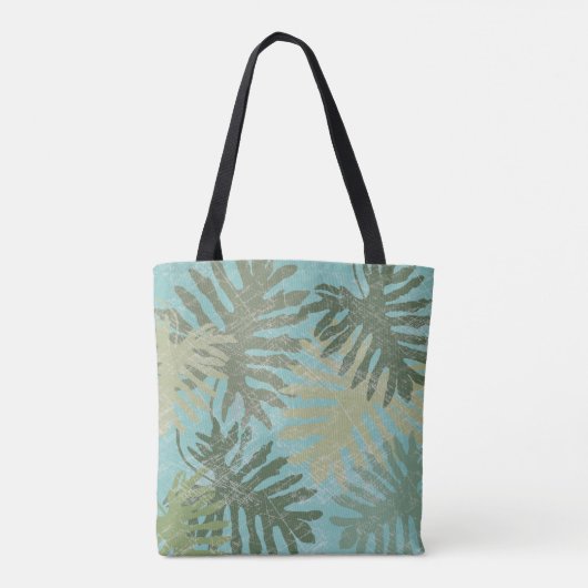 Geleste tropische bladeren tote bag (Achterkant)