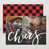 Geletterde Cheers Vakantie Fotokaart Feestdagenkaart (Voorkant / Achterkant)