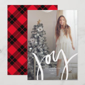 Geletterde Joy Holiday-fotokaart Feestdagenkaart (Voorkant / Achterkant)