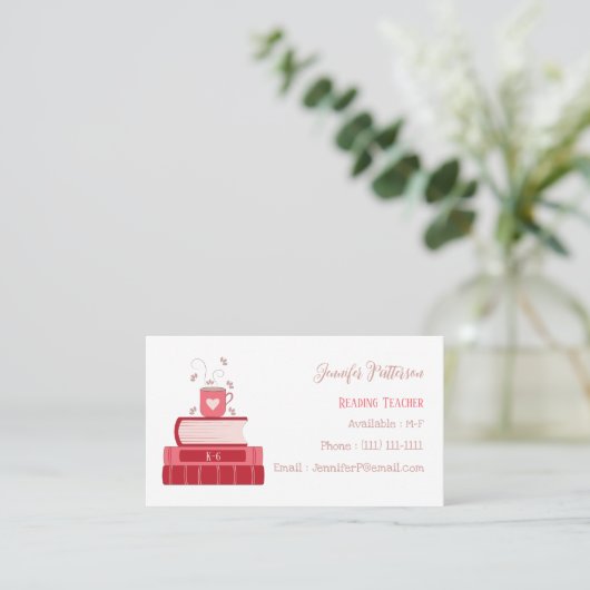 Geletterdheid Coach Rode Boeken Witte Visitekaartj Visitekaartje (Staand voorkant)