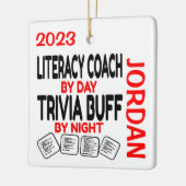 Geletterdheidscoach houdt van spelen Trivia CUSTOM Keramisch Ornament (Links)
