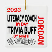 Geletterdheidscoach houdt van spelen Trivia CUSTOM Keramisch Ornament (Achterkant)