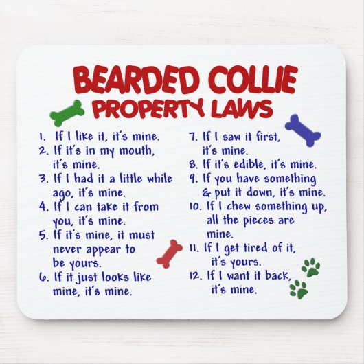 GELEVERDE COLLIE-Eigendomwetten 2 Muismat (Voorkant)