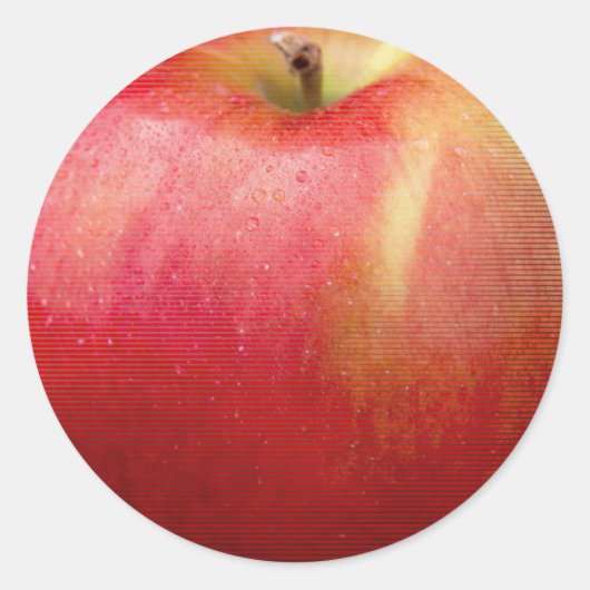 GELEVERDE RODE APPEN RONDE STICKER (Voorkant)
