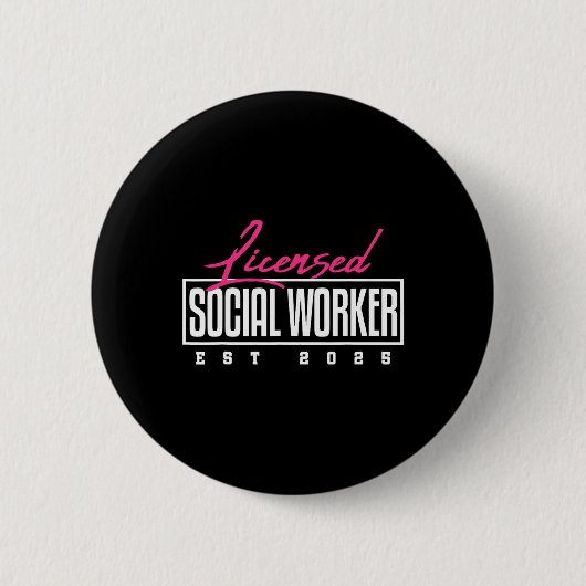 Gelicentieerd maatschappelijk werker Afstuderen LC Ronde Button 5,7 Cm (Voorkant)