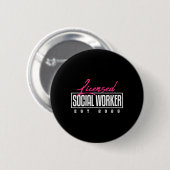Gelicentieerd maatschappelijk werker Afstuderen LC Ronde Button 5,7 Cm (Voorkant /achterkant)