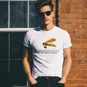 Gelicentieerd om Fly & Tell Jokes, Funny, Pilot Hu T-shirt