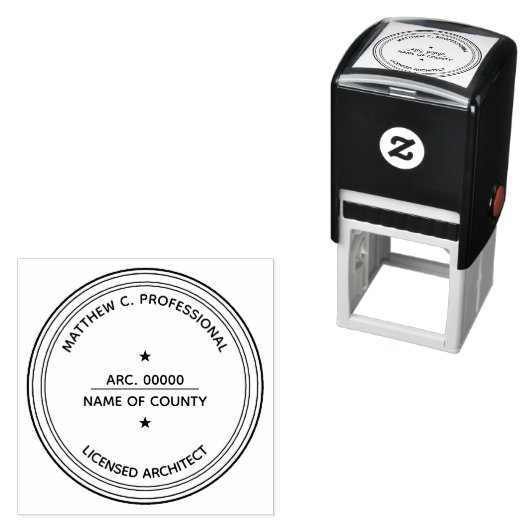 Gelicentieerde Architect LLC stempel met ster PERS (In situ)