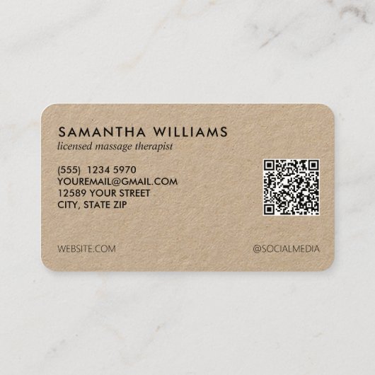 🪔 gelicentieerde massagetherapeut aangepaste QR f Visitekaartje (Achterkant)