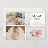 Geliefd 4 Foto Boho Pampas Gras Geboorte Aankondiging (Voorkant)